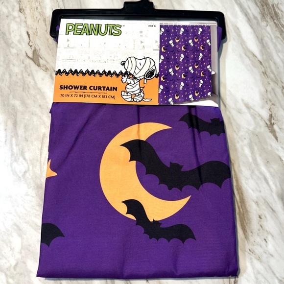 Purple Halloween Peanuts Snoopy Woodstock Dracula Fabric Shower Curtain 70"x72" - Picture 1 of 7